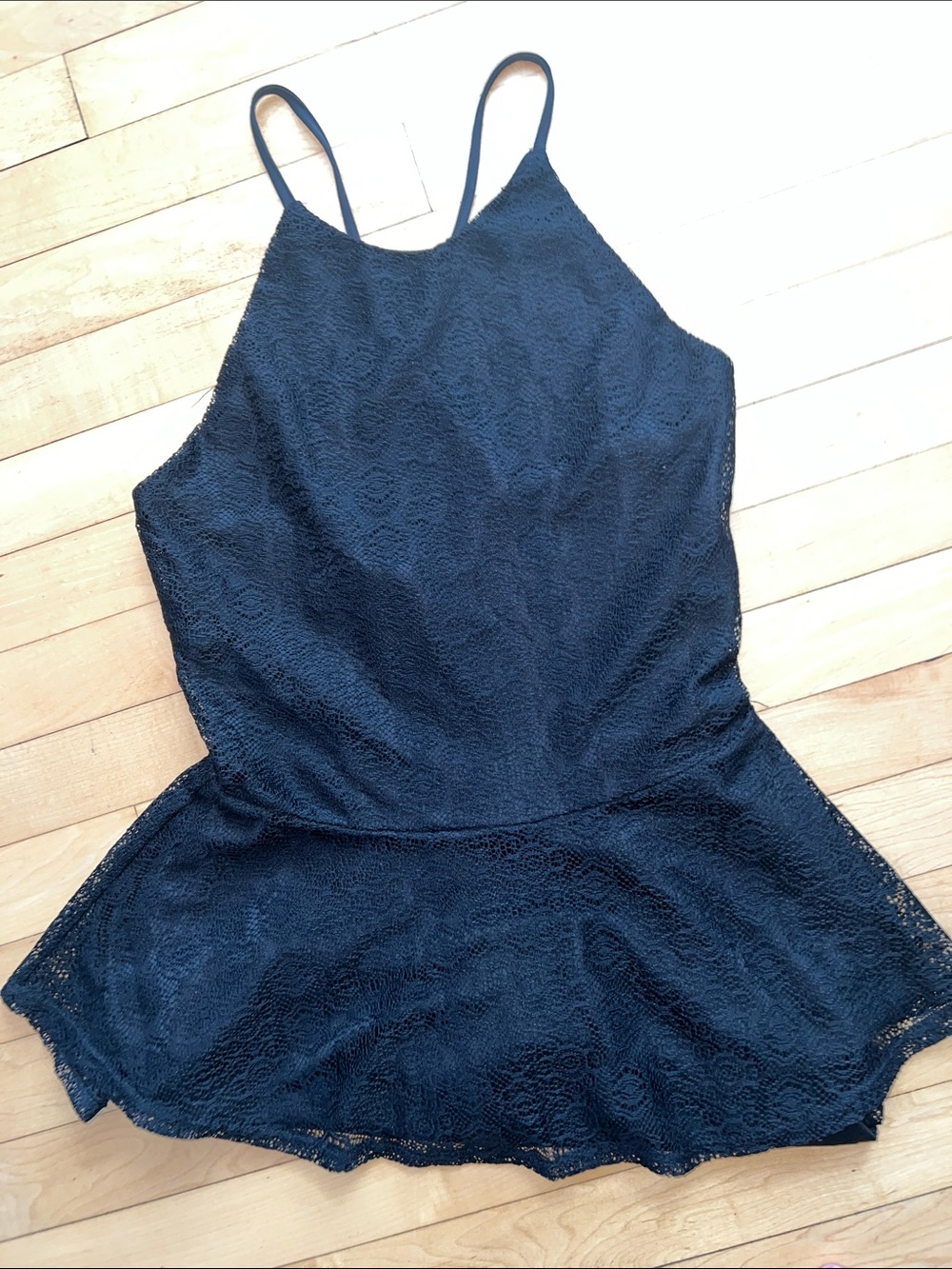 Stoosh Black Lace Chemise with Spaghetti Straps